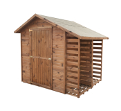 Gartenhaus mit Brennholzregal MASTER 2,9m² 259x213cm braun